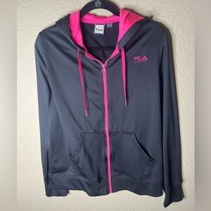 FILA Pink & Black Zip Up Hoodie